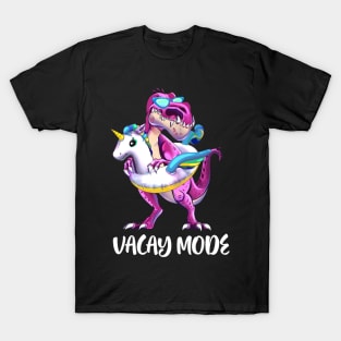 Vacay Mode Dinosaur Unicorn Float Family Summer Vacation T-Shirt